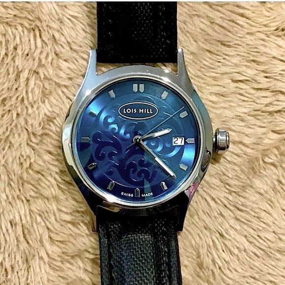 Rare LOIS HILL Watch LH 0006 Blue Face Black Band - Picture 2 of 10